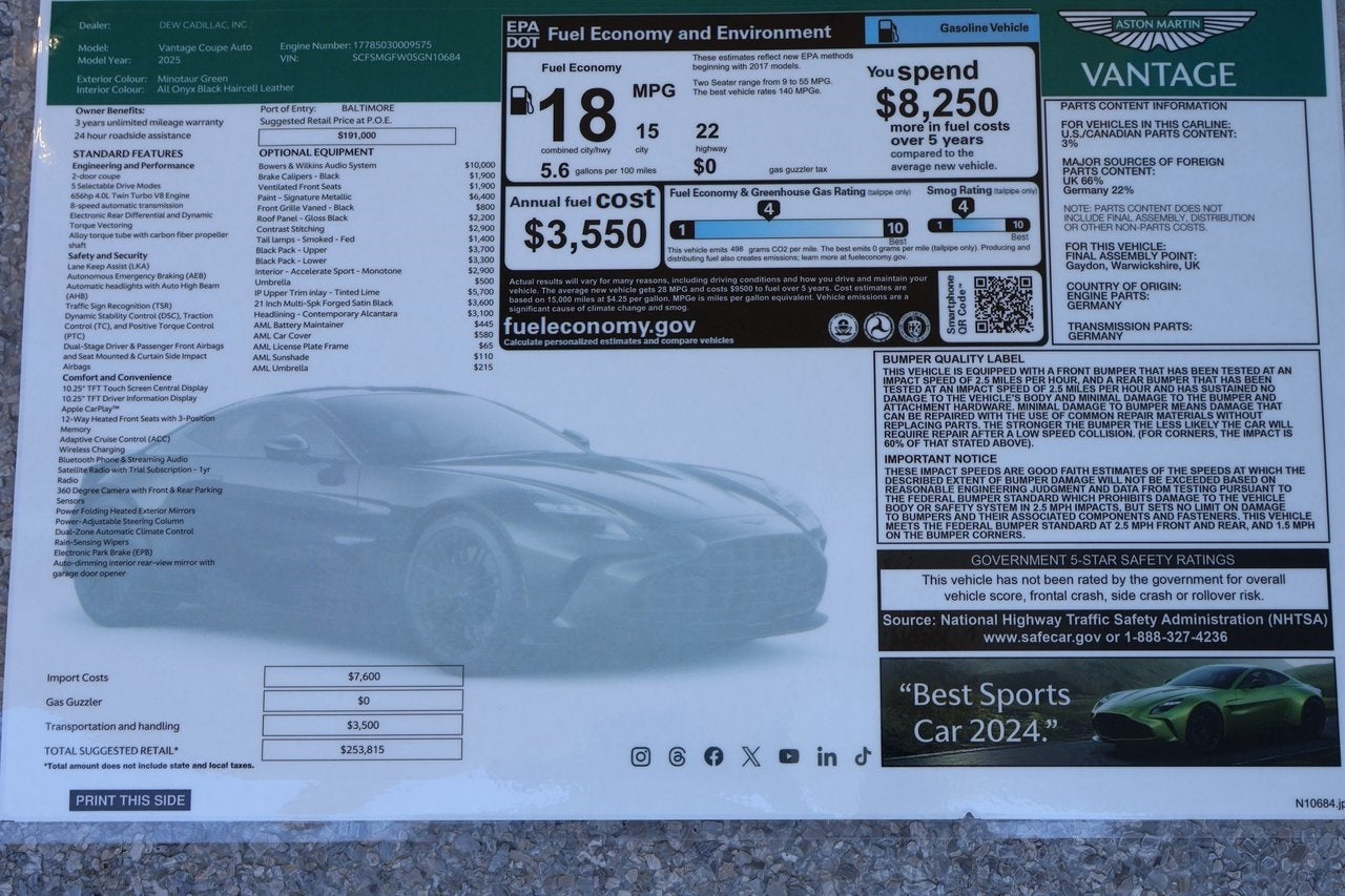 2025 Aston Martin Vantage Coupe