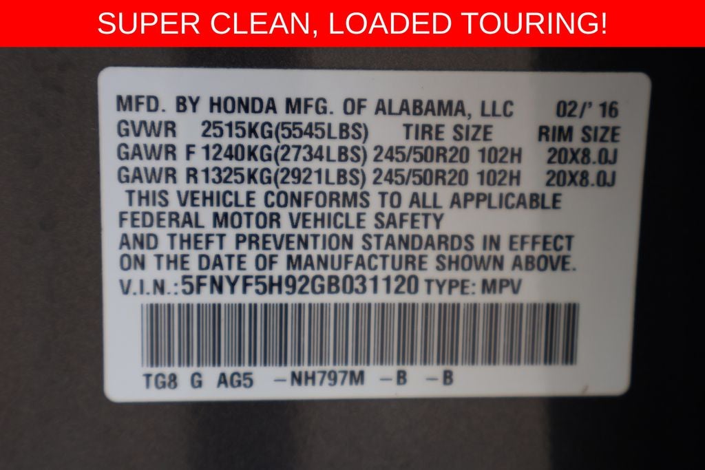 2016 Honda Pilot Touring