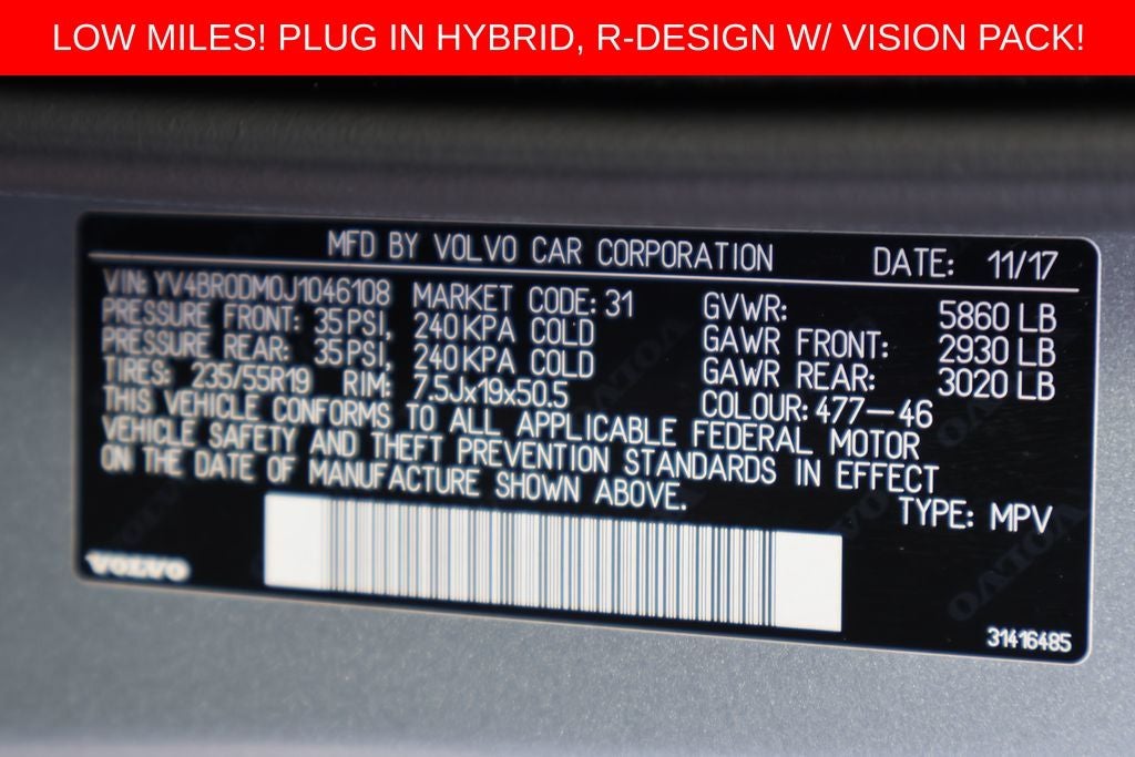 2018 Volvo XC60 Hybrid T8 R-Design