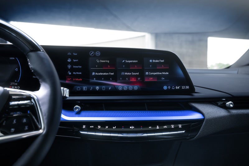 The 2026 OPTIQ-V Display Screen Displaying the V-Mode Settings | Dimmitt Cadillac of St. Petersburg in Pinellas Park FL